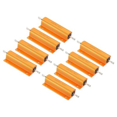 100W 2.5 Ohm Aluminum Shell Resistor, 8 Pack Aluminum Housing Resistor, Golden