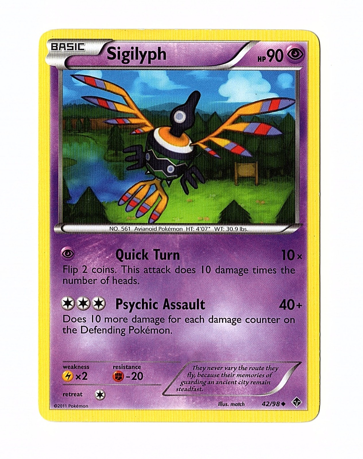 Sigilyph 42/98 Emerging Powers Regular - Pokemon Card LP