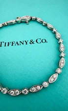 Tiffany & Co. Jazz Swing Diamond Platinum Tennis Bracelet 6.5" + Extra Links