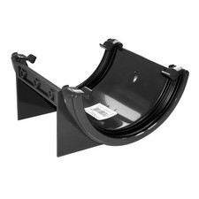 FLOPLAST 112mm Half Round Fascia Gutter Union Bracket - Black - 2 PACK
