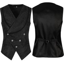 Men Gothic Steampunk Waistcoat Sleeveless Vest For Medieval Vampire Look