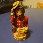 VINTAGE J CHEIN TIN MONKEY BANK. LITHOGRAPHED MECHANICAL THANK YOU BANK. VINTAGE