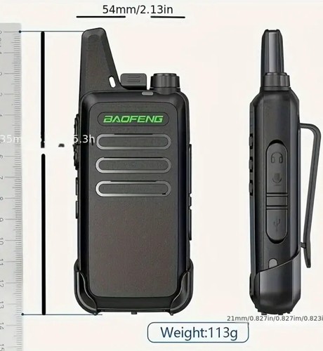 Mini Portable Baofeng Walkie Talkie x 2Pcs UHF Two Way Radio USB Charger L/Range - Zdjęcie 6 z 7