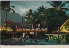 International Market Place Waikiki Evening Postcard 1960s