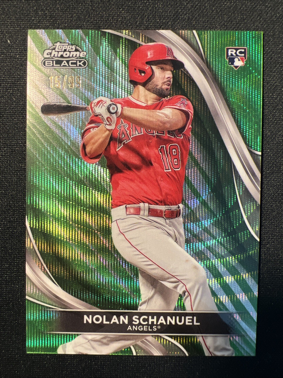 2024 Topps Chrome Black - Nolan Schanuel #75 Green Refractor /99 (RC)