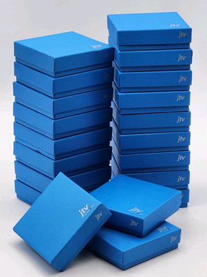 Lot Of 20 Empty Jewelry Boxes Cardboard Blue JTV logo FAST/FREE SHIPPING 