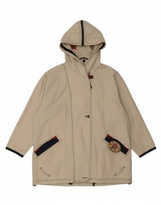 Vintage Damen-Regenjacke mit Kapuze Oversize UK 8 Small cremeweiß Polyester BU10