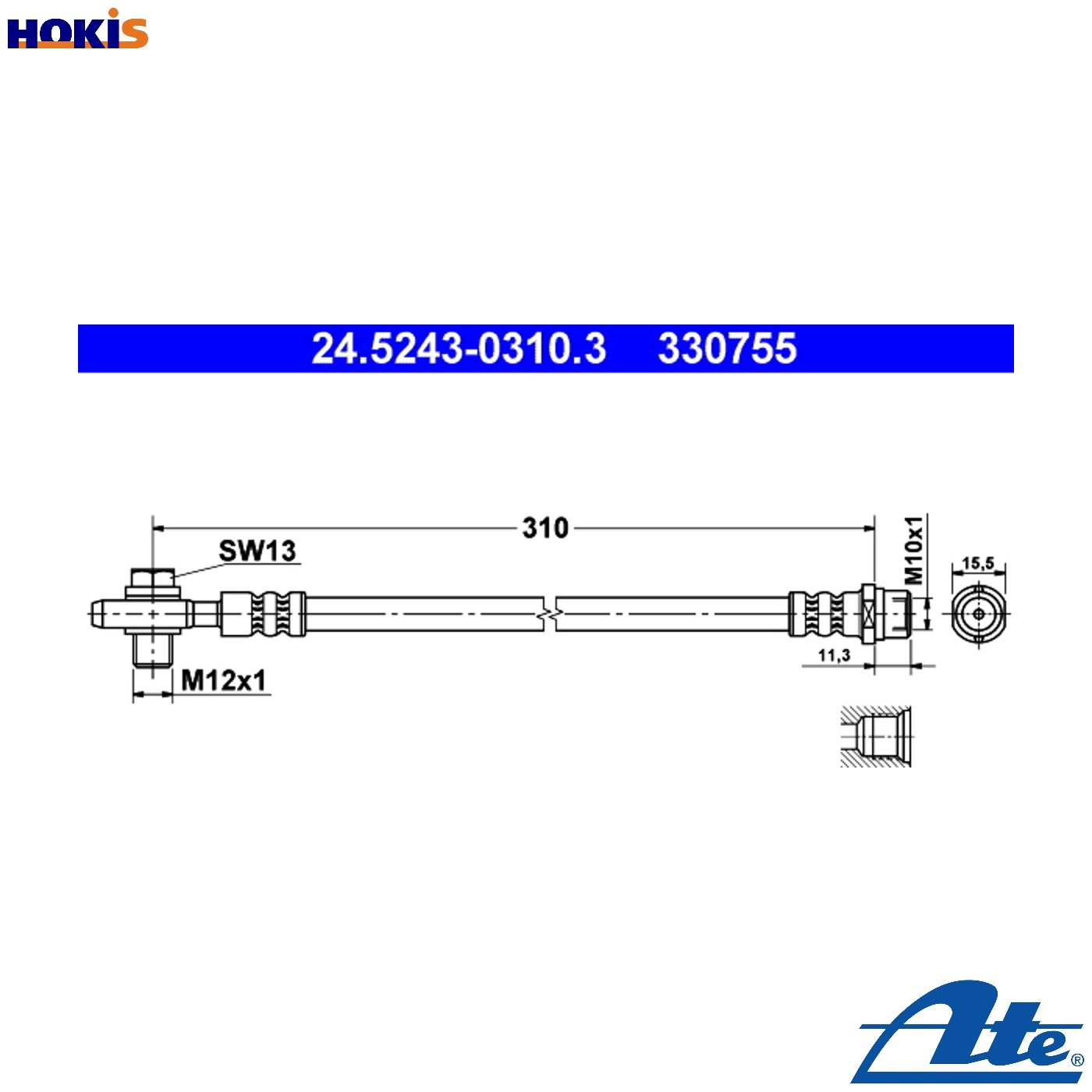 BRAKE HOSE 24.5243-0310.3 FOR VW AUDI A6/S6 AZM 2.0L AVF/AJM/ATJ 1.9L 4cyl 2.5L