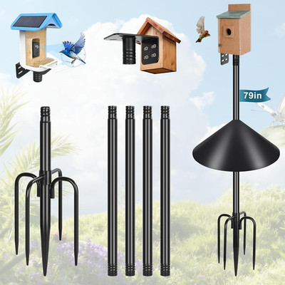 Smart Bird Feeder Pole Squirrel Proof 1-Inch Dia 79 Inch Bluebird House Pole for