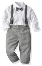CORATED Toddler Dress Suits Baby Boys Clothes Sets Bowtie Shirts Suspenders