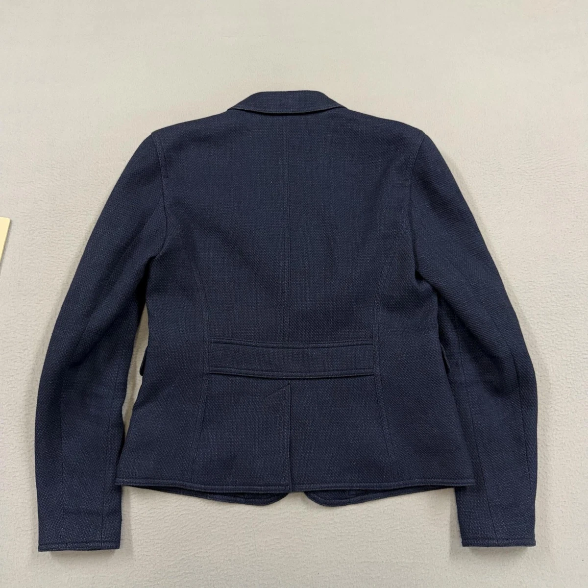 Blazer Burberry Brit para mujer 6 azul lino algodón forrado chaqueta ropa de trabajo a medida