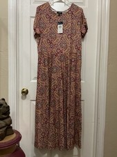 Lauren Ralph Lauren Maxi Dress Women 0X Red Floral Cottage NWT