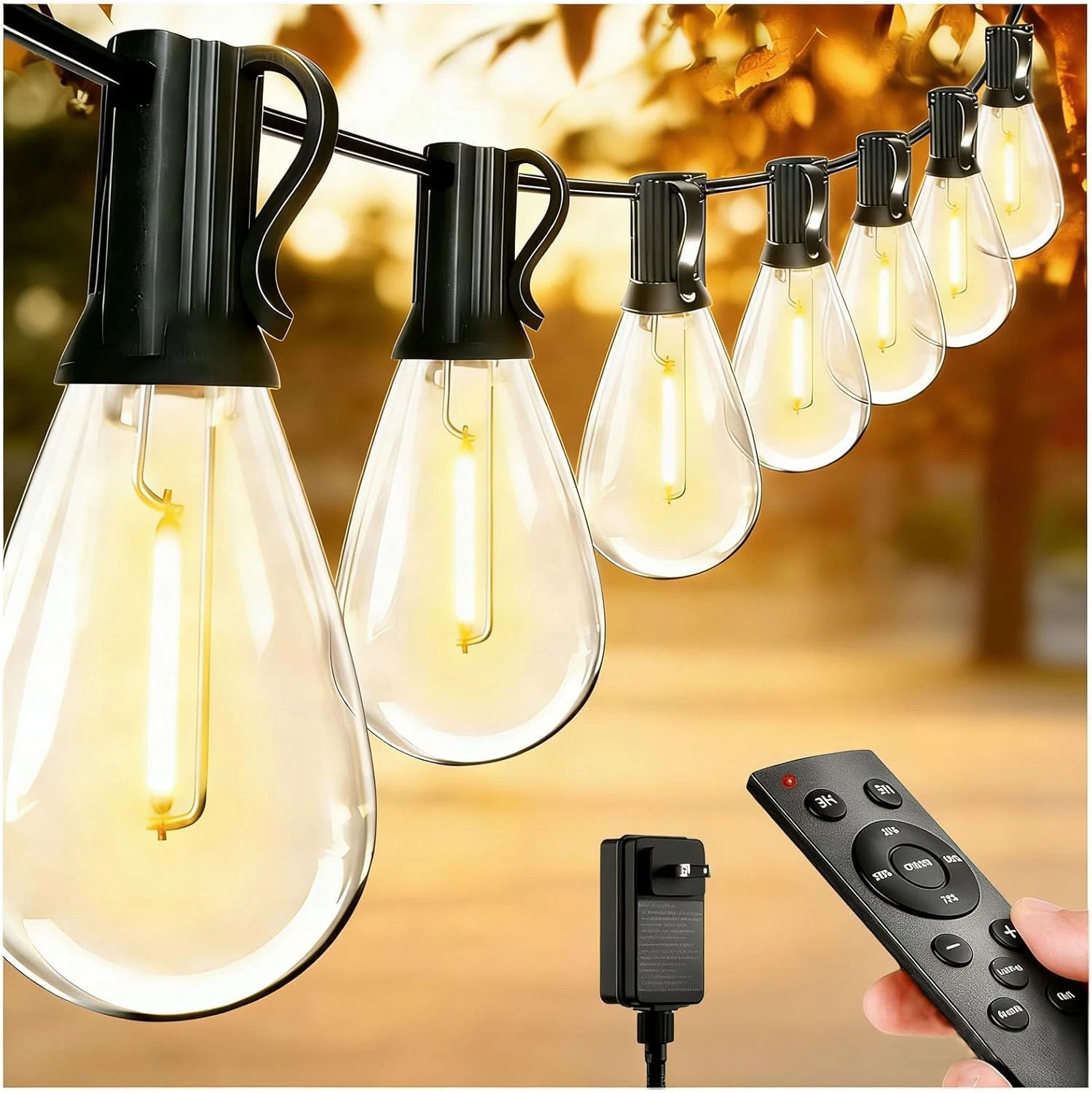 200FT LED Outdoor String Lights with Remote & Dimmable Modes for Patio Decor
