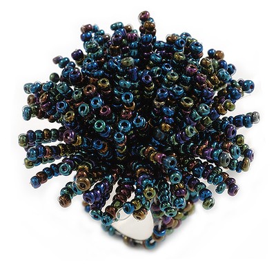 45 mm Durchmesser Pfau Glas Perle Blume Stretch Ring/Größe M