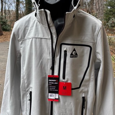 Gerry Men s Softshell Jacket Gray Hooded & Wind Resistant Fleece Lined Size