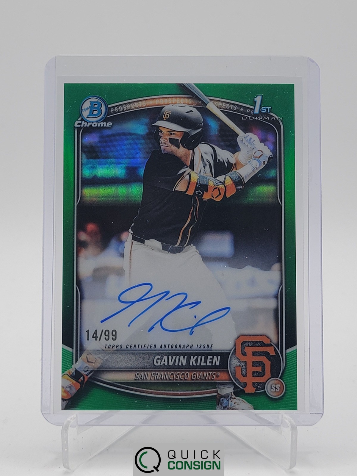 GAVIN KILEN 2025 BOWMAN DRAFT CHROME AUTOGRAPH GREEN REFRACTOR /99 Q2754