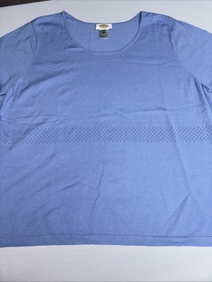 Talbots Woman Plus Size 3X Blue Top Shirt Detail Middle Full Figure