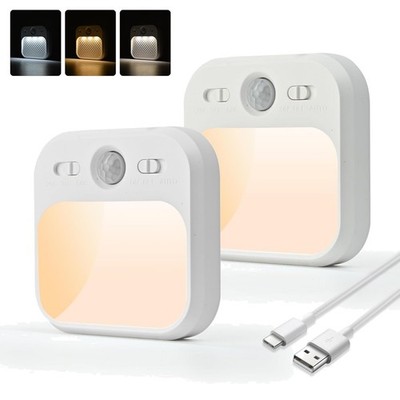 LED Nachtlicht mit Bewegungssensor - 2er Pack USB-C aufladbares LED Nachtlich...