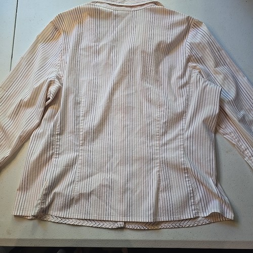 Worthington Stretch Button Front Collared Ivory Striped Blouse Size 16 - Picture 9 of 9