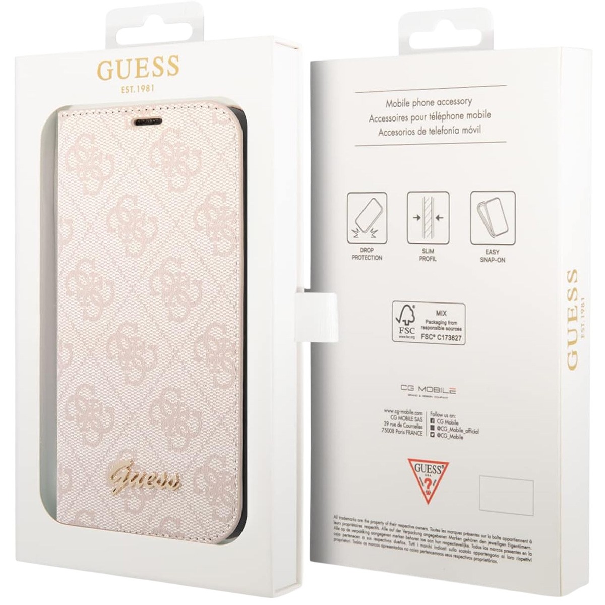 Protection Écran iPhone 14 Pro Max Guess Folio Imprimé 4G Premium