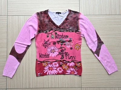 Bunter Strickpullover, Gr. S/M von Joyx, Merino, mit Perlen und Pailletten