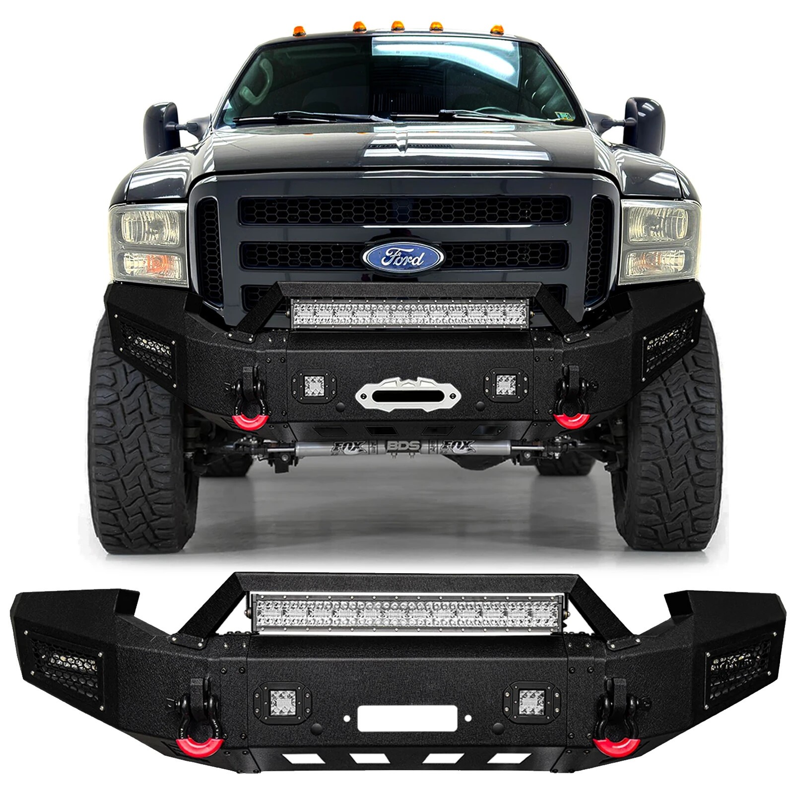 Vijay For 2005-2007 Ford F250 F350&Excursion Front/Rear Bumper w/ Lights D-rings