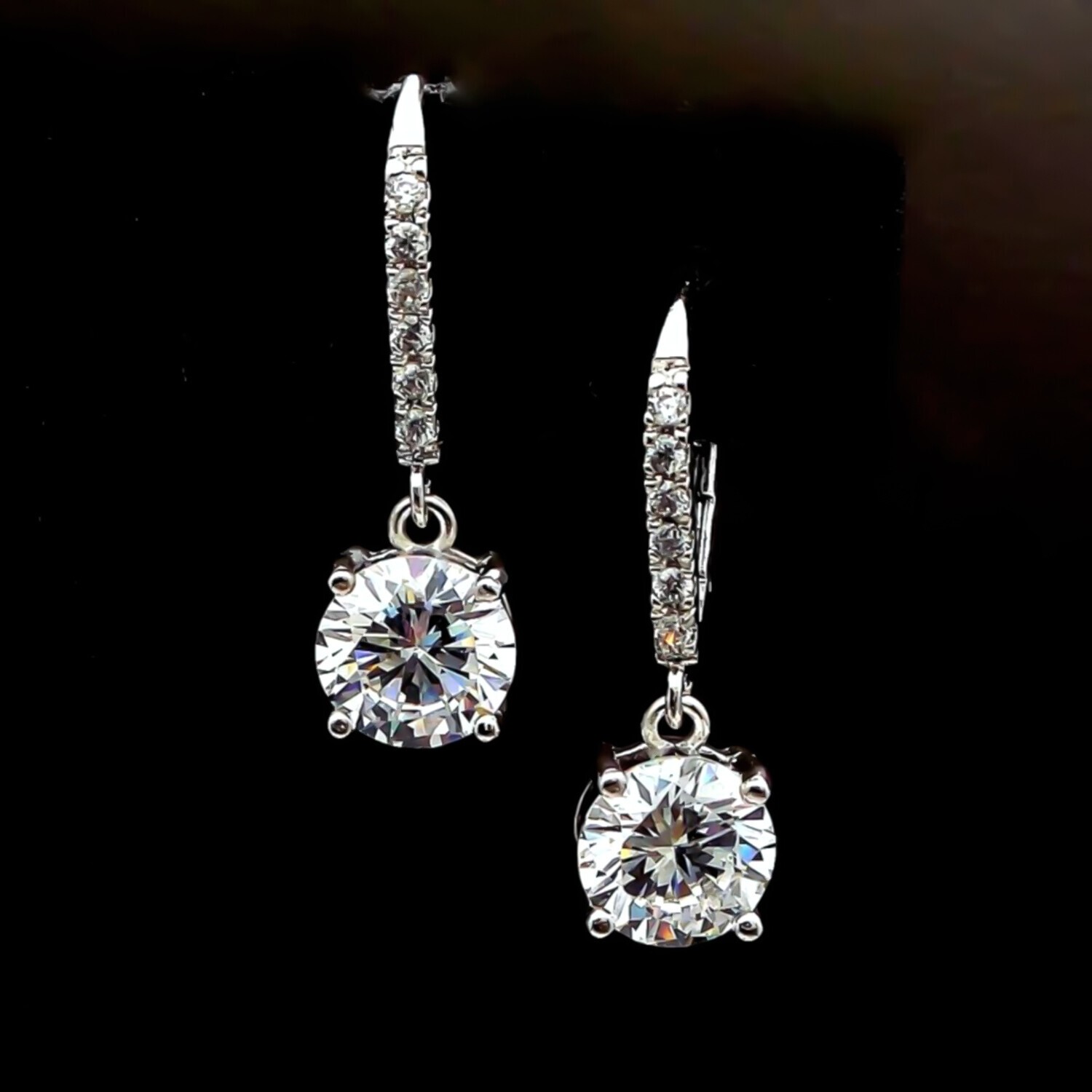 5Ct Round Cut White Diamond Solitaire Dangler Earrings In 925 Sterling Silver