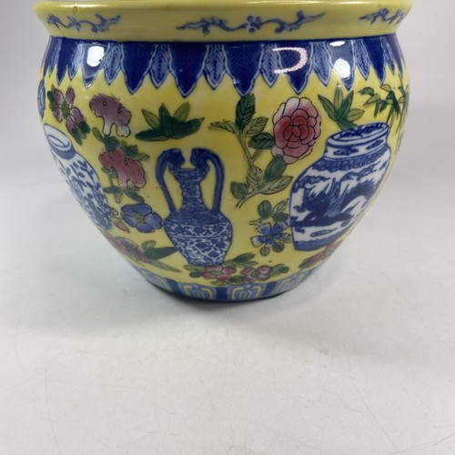 VTG Andrea By Sadek Chinese Chinoiserie Koi Pot Garden Planter Cachepot Bowl 6" - Picture 7 of 10