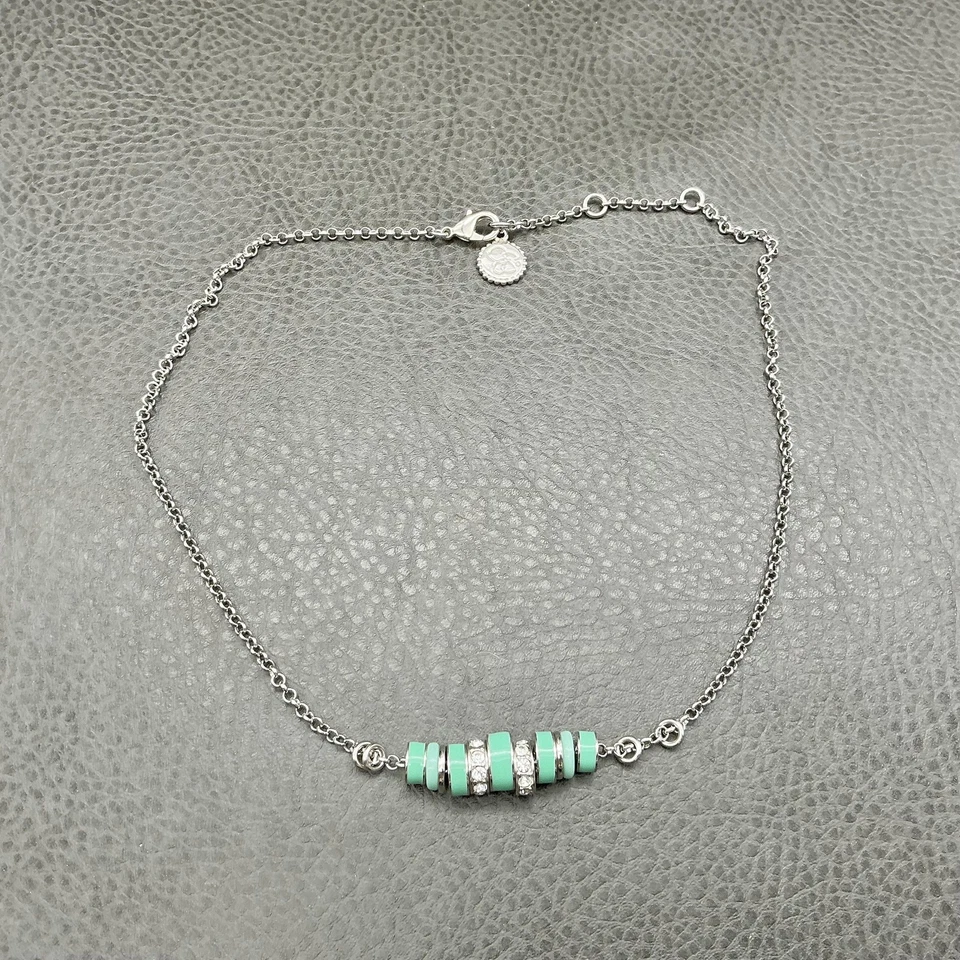 Jessica Simpson 银色薄荷珐琅铺面水晶站串珠女式 19 — 第 3/4 张图片