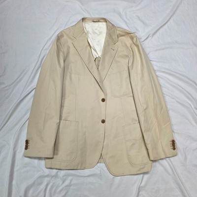 Reporter 100% COTTON Blazer Sport Coat Men's 44 R Beige SURGEON CUFFS Jacket