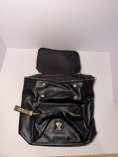Authentic Versace Parfums Black Backpack Medusa Gold Greek Key Greca Straps
