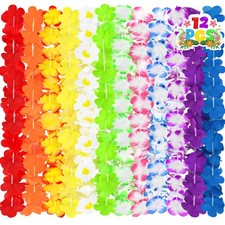 12 Pcs Hawaiian Leis Necklaces Luau Party Decorations