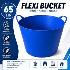 65L Heavy Duty Flexi Tub Bucket Large Flexible Plastic Garden Storage Builder Wa