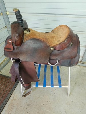 Used 16 '' Brown Leather Cutting Saddle w/All Smooth Leather