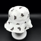 Butterfly Hat Womens White Canvas Bucket Cap Fisherman Wide Brim Beach Summer