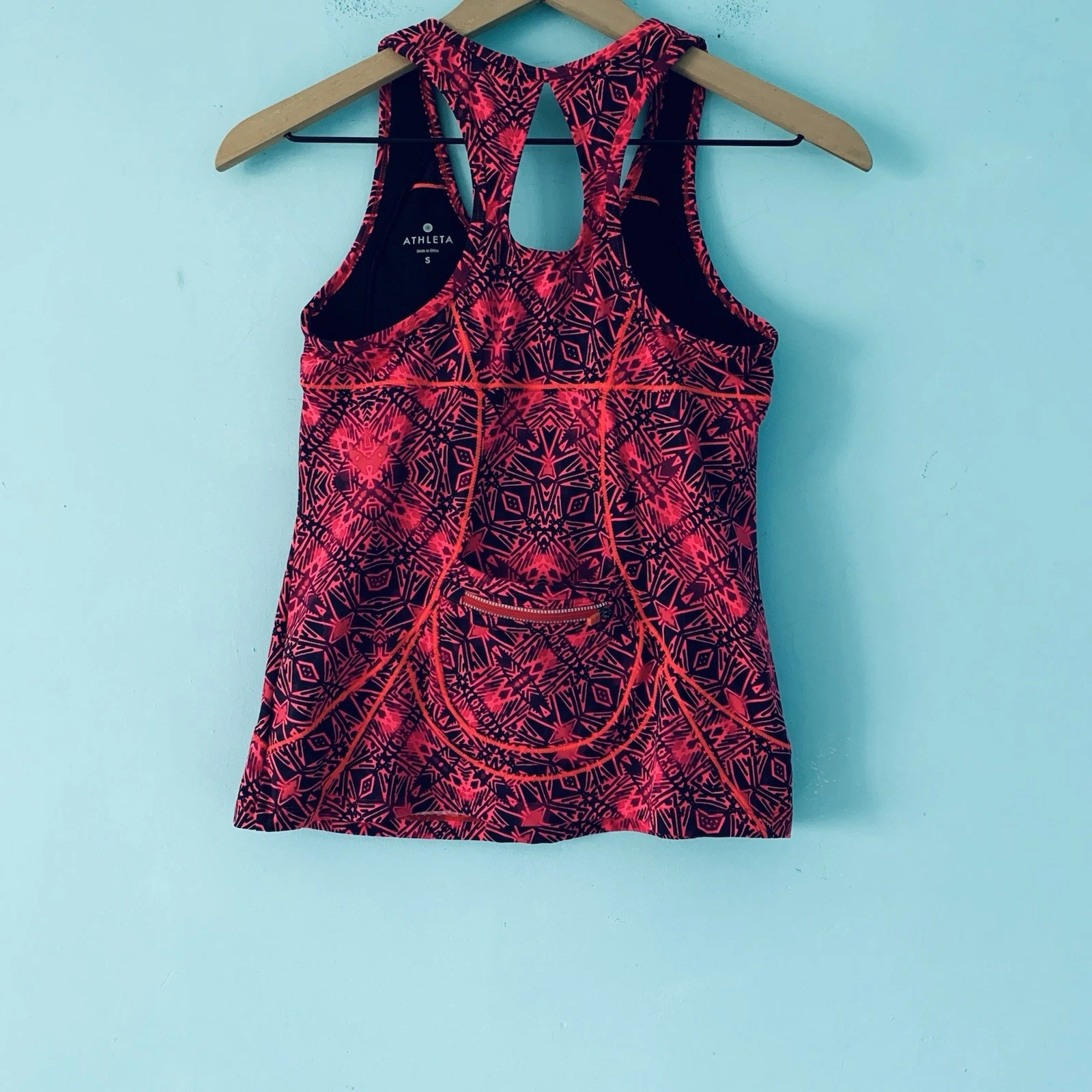 Athleta Energy Cairo Geometric Cycling High Impact Zip Pocket Triathlon Tank S