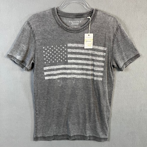 Lucky Brand Herren Graustufen Flagge Venedig Burnout T-Shirt Gr. S grau neu mit Etikett