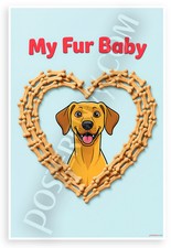 My Fur Baby Rhodesian Ridgeback Dog Bone Heart 12x18 Poster