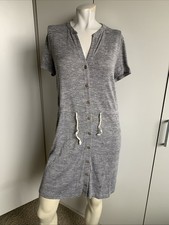 Lou & Grey for LOFT size small gray button-up knee length T-shirt dress