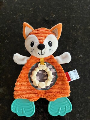 Infantino Orange Fox Crinkle Baby Security Lovey Toy Teether 10'' plush