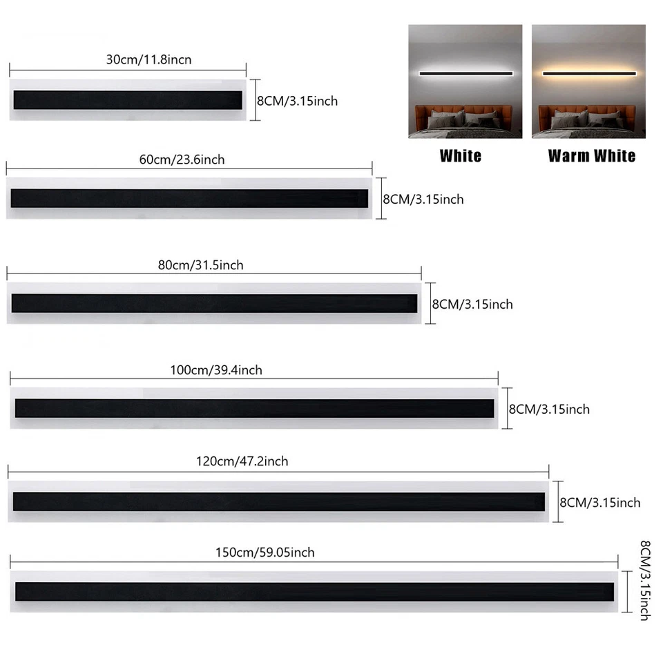 Long Strip Wall Light Sconce Exterior Modern Waterproof Outdoor Indoor LED Lamp - Image 3 of 4