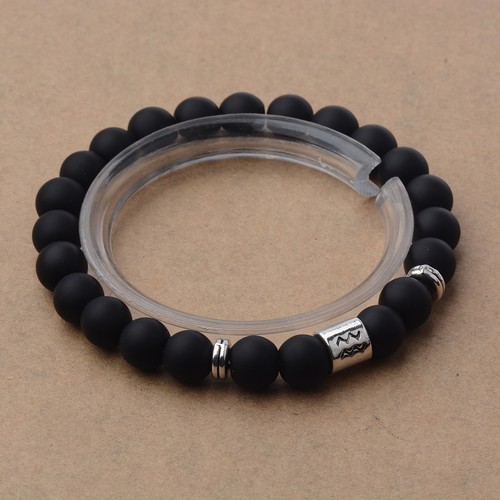 Fashion Handmade 12 Constellation Black Scrub Lava Zodiac Cuff Bangle Bracelets - Picture 14 of 48