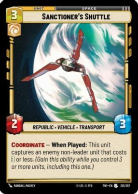 x3 Sanctioner's Shuttle U Star Wars Twilight of the Republic M/NM
