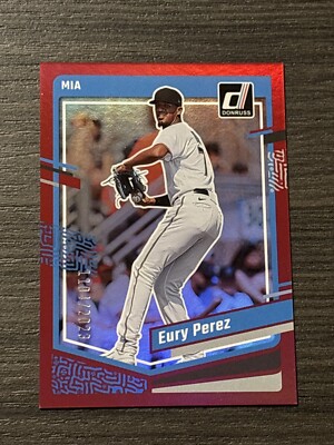 2023 Donruss Eury Perez Holo Red #/2023 #105 Miami Marlins