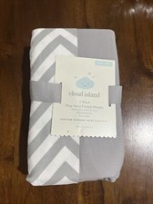Cloud Island Play Yard Fitted Sheets 2-Pack Soft 100 Cotton Fully Gray/Chevron