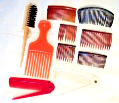 Vintage Hair Combs Styling Tools Stylex 2 Folding Pocket Combs Plastic 10 Pieces