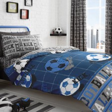 Image of Bedlam Football Children's Kids Reversible Duvet Cover Bedroom Collection Blue