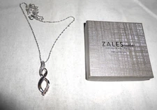Zales NEW 925 Sterling Silver Diamond Accent Flame Swirl Pendant Necklace, 18"