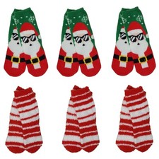 WONDERSHOP 6-Pairs XS/S Kid's Super Soft Crew Christmas Socks, Cozy, Santa