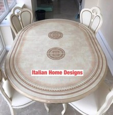 GRETA ITALIAN CREAM & GOLD HIGH GLOSS DINING TABLE WITH EXTENSION & 4 CHAIRS